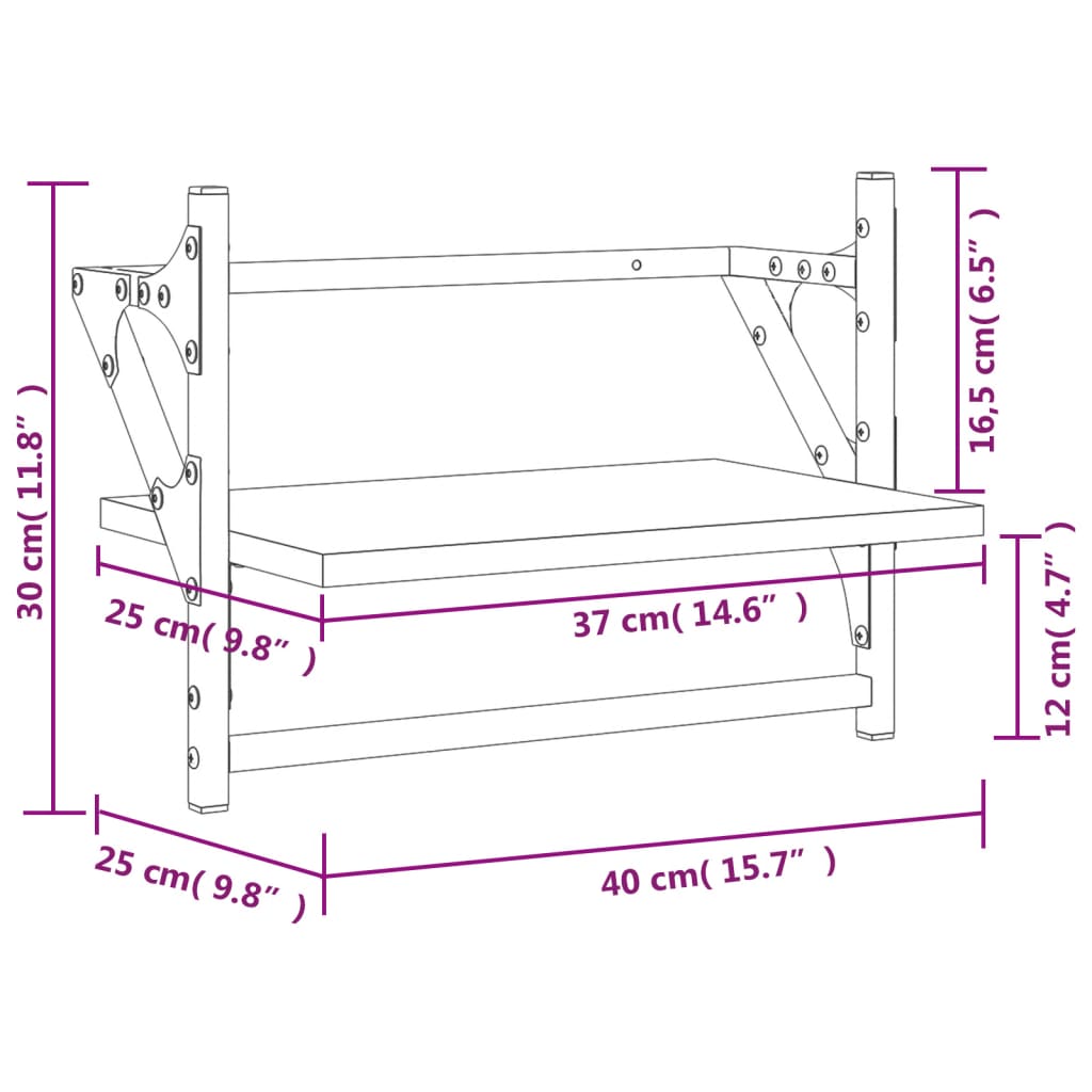 Wall Shelves with Bars 2 pcs Brown Oak 40x25x30 cm