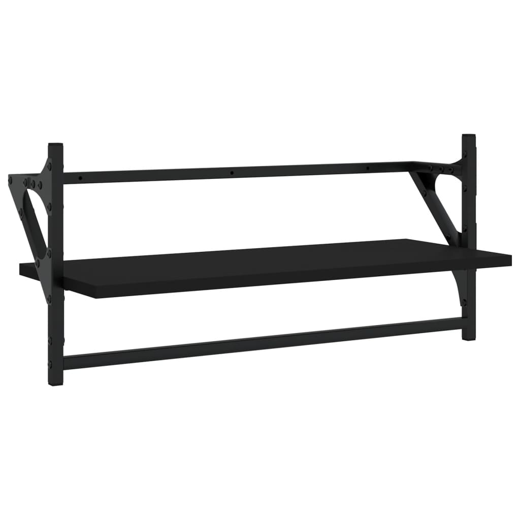 Wall Shelves with Bars 2 pcs Black 65x25x30 cm