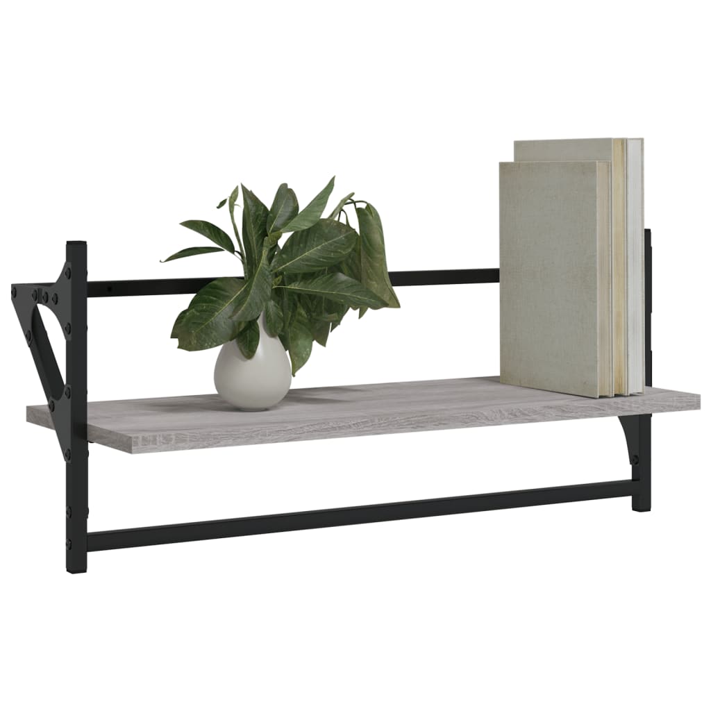 Wall Shelves with Bars 2 pcs Grey Sonoma 65x25x30 cm