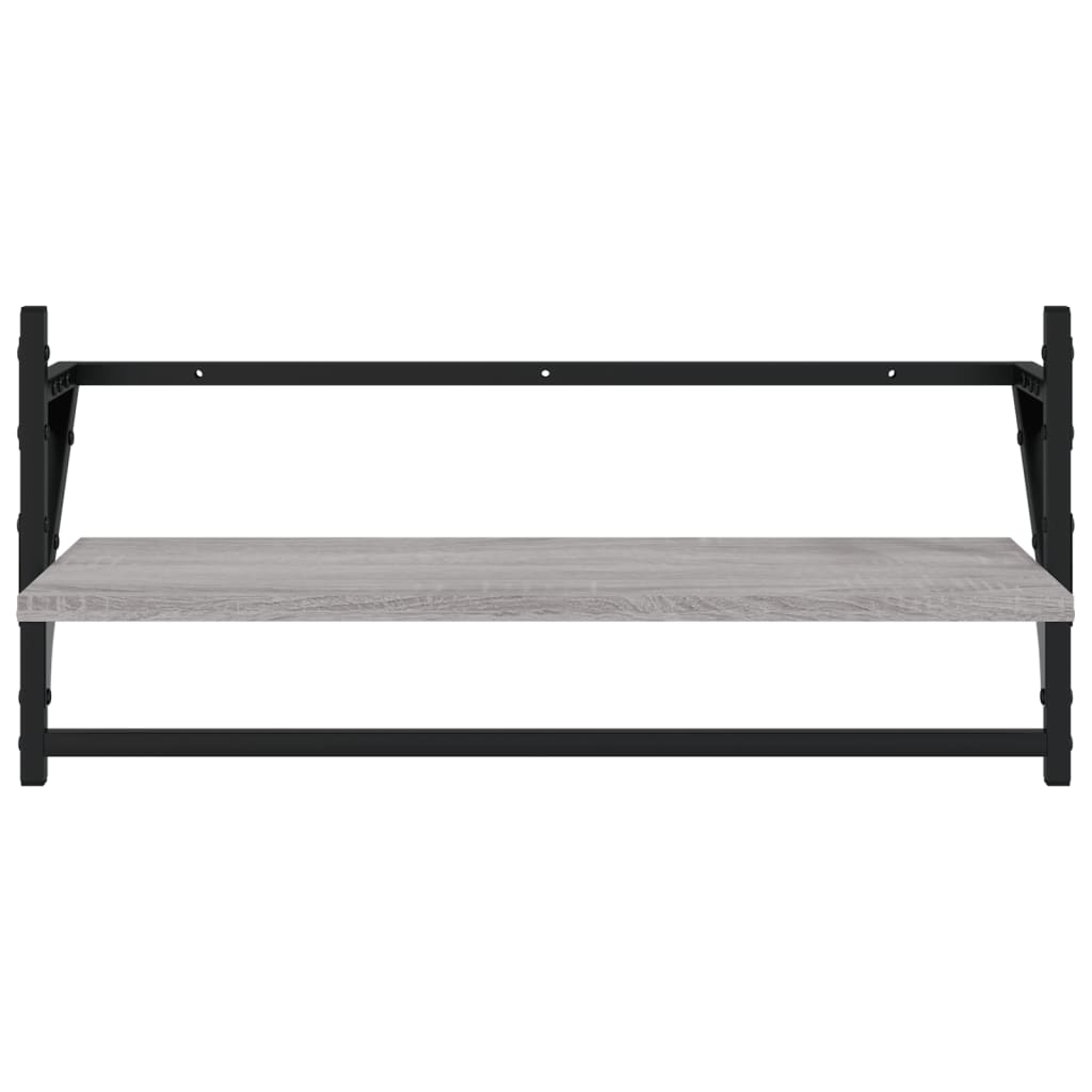 Wall Shelves with Bars 2 pcs Grey Sonoma 65x25x30 cm