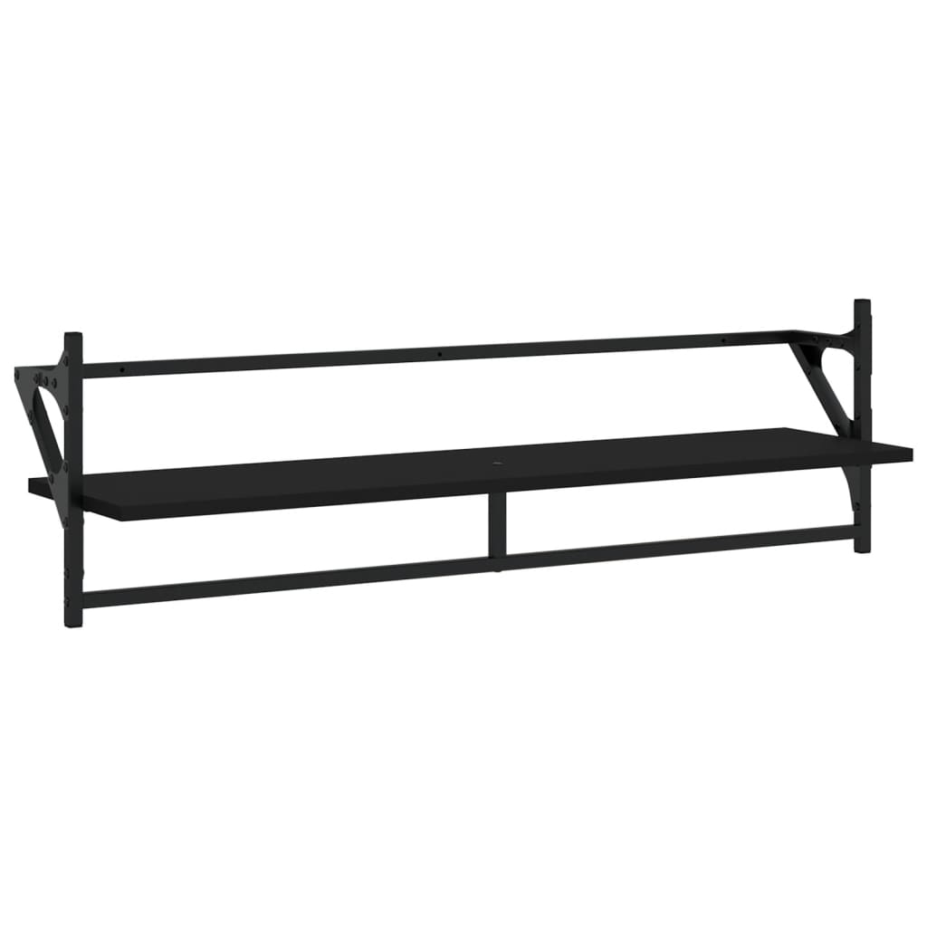 Wall Shelves with Bars 2 pcs Black 100x25x30 cm