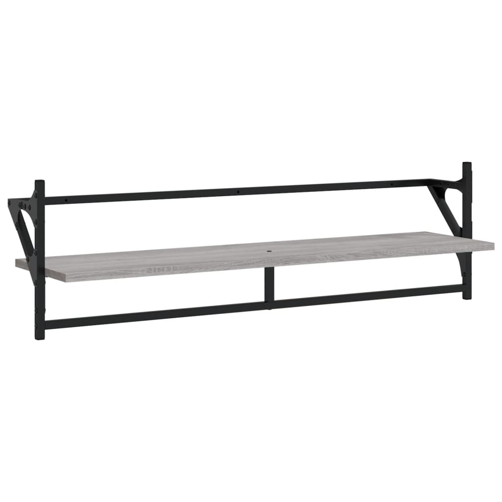 Wall Shelves with Bars 2 pcs Grey Sonoma 100x25x30 cm