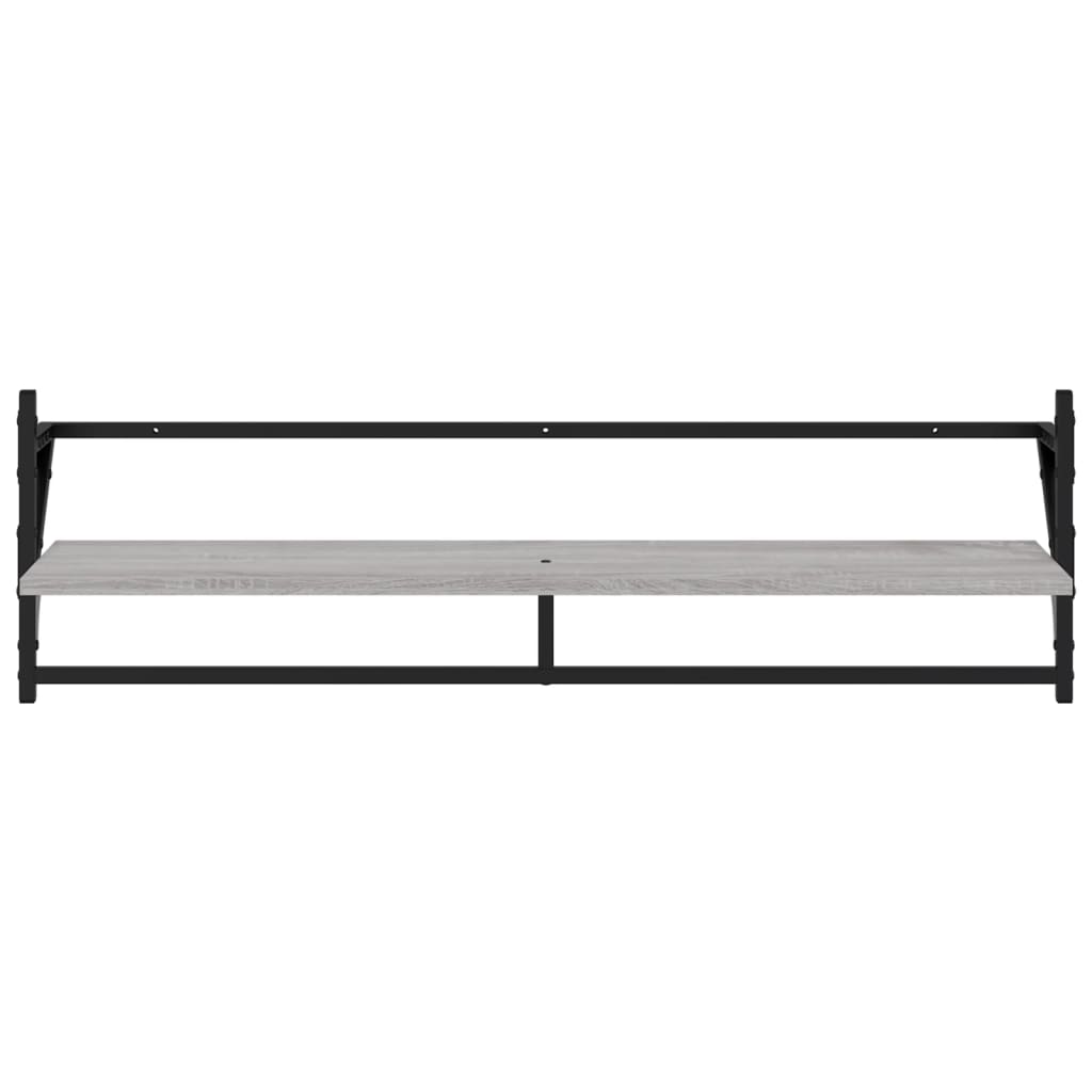 Wall Shelves with Bars 2 pcs Grey Sonoma 100x25x30 cm