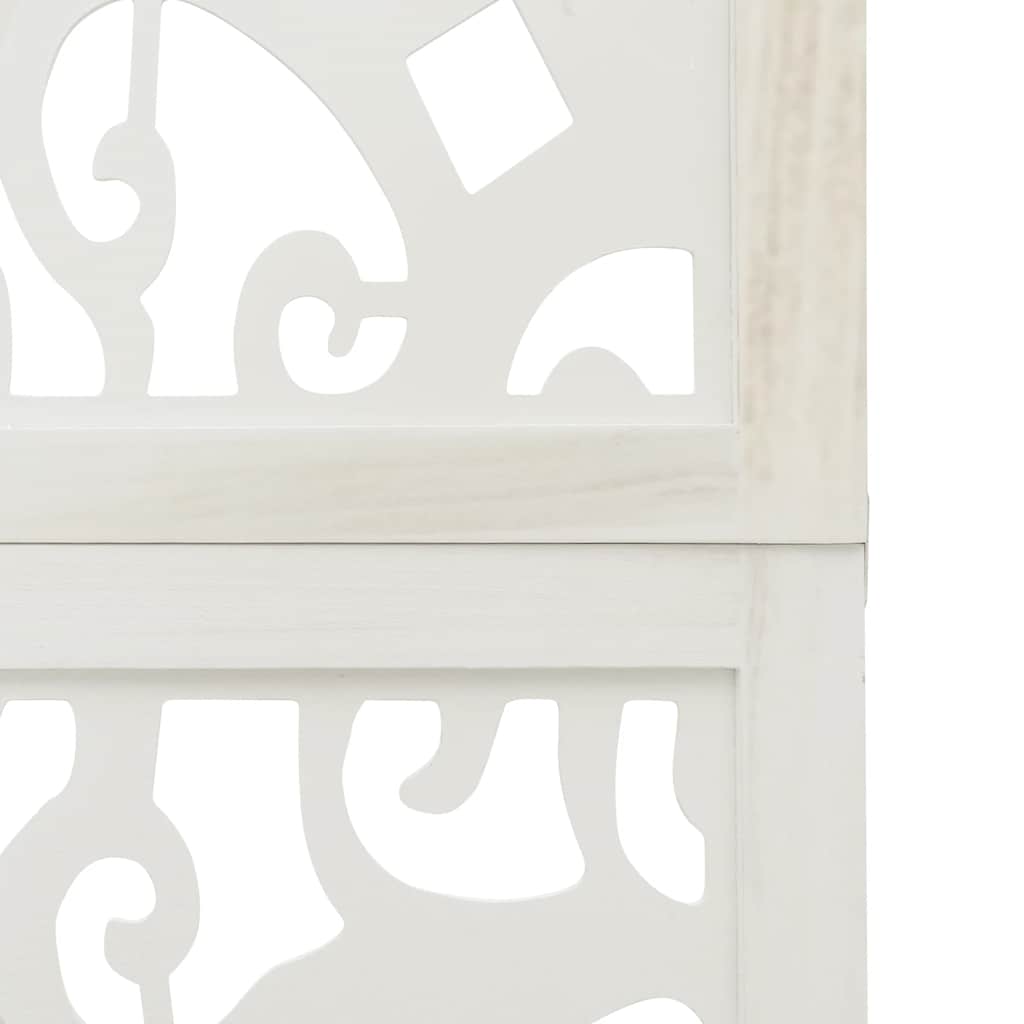 Room Divider 5 Panels White Solid Wood Paulownia