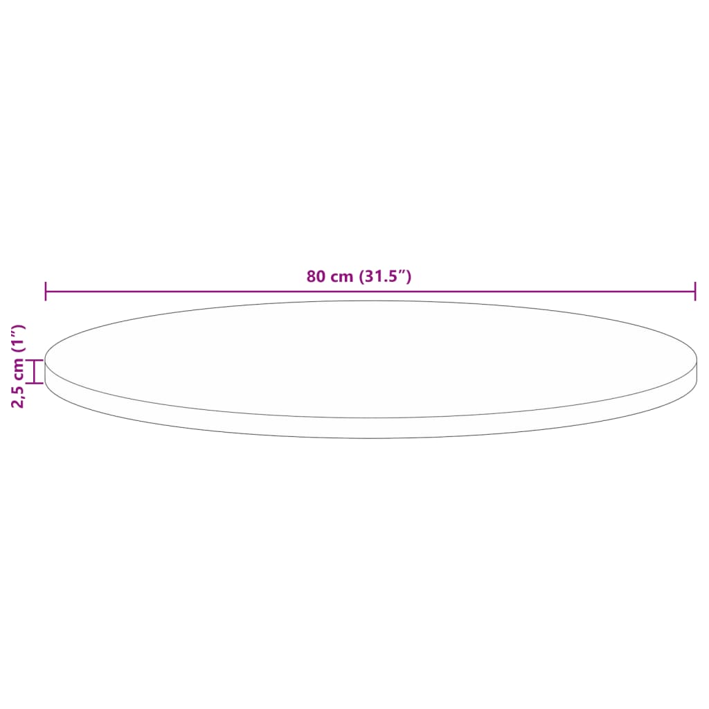 Table Top Ø 80x2.5 cm Round Solid Wood Reclaimed