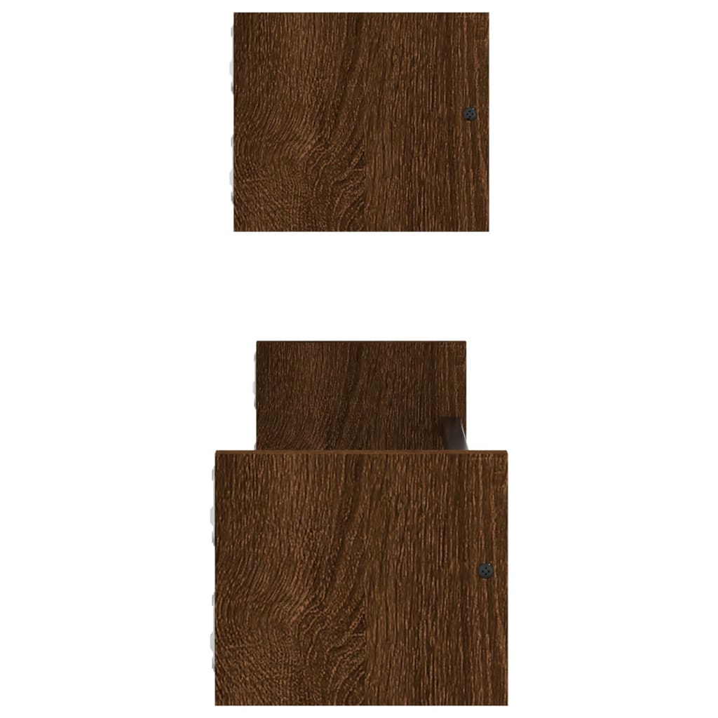 Wall Shelves with Bars 2 pcs Brown Oak 60x16x14 cm