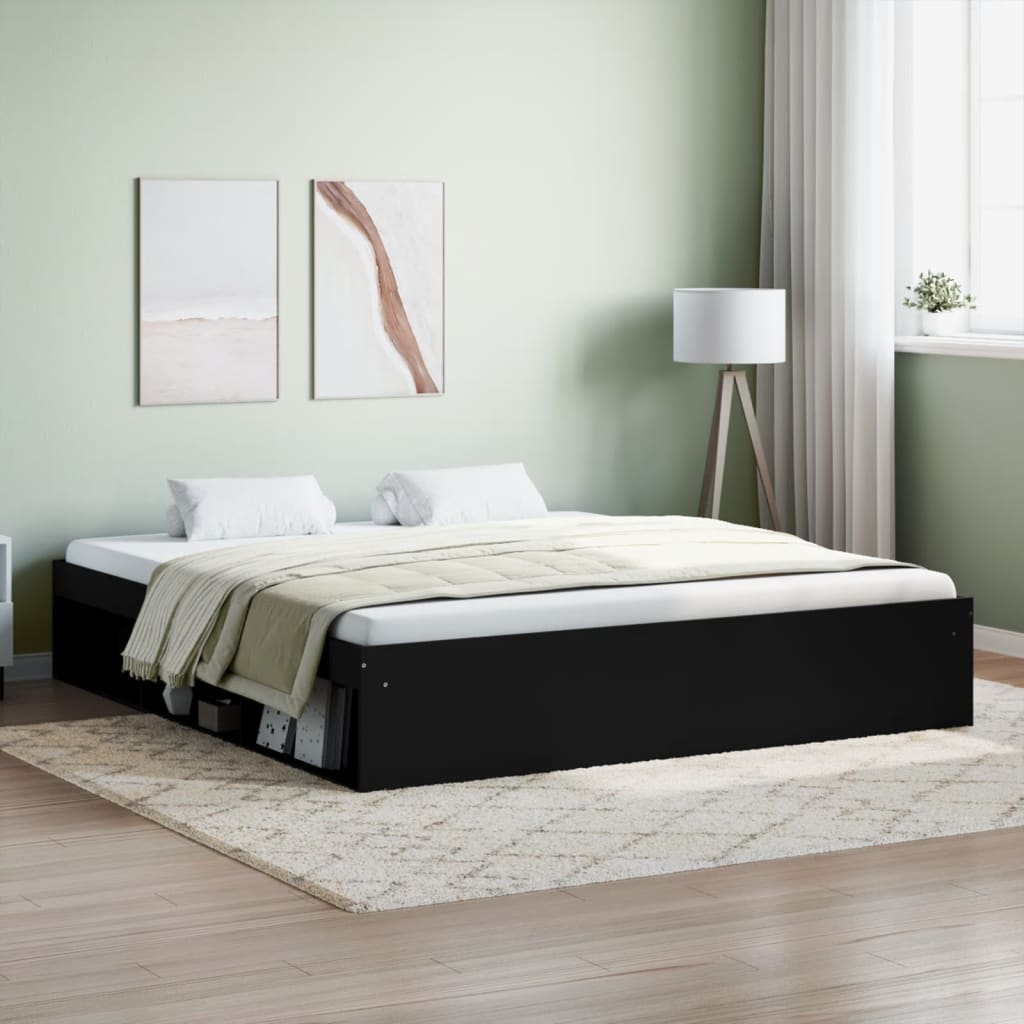 Bed Frame without Mattress Black 180x200 cm Super King Super King Size