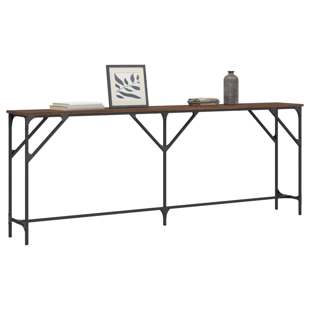 Console Table Brown Oak 200x29x75 cm Engineered Wood