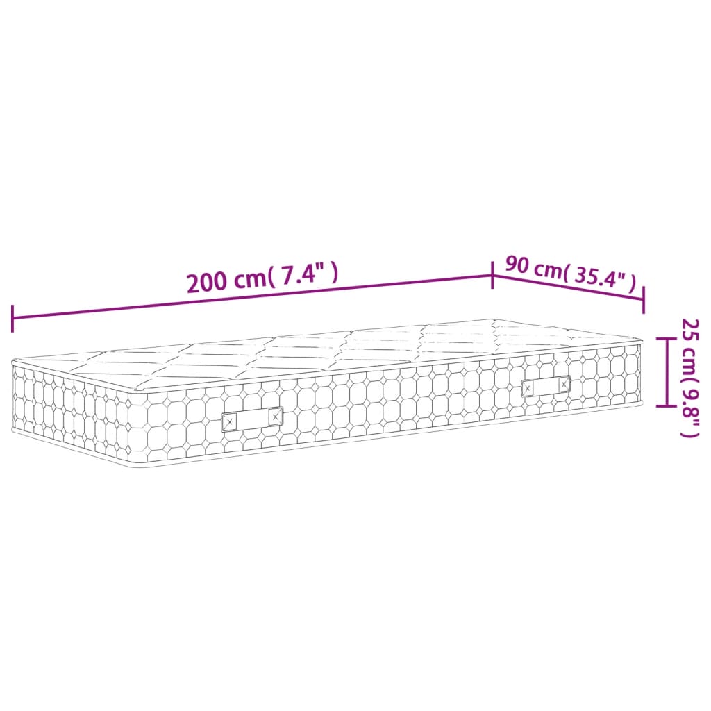 Pocket Spring Mattress Medium Firm 90x200 cm