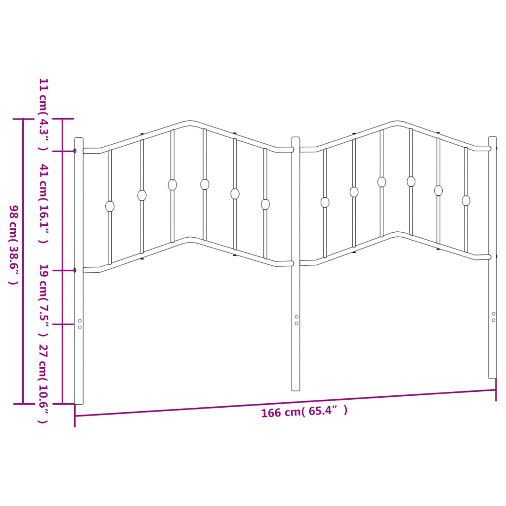 Metal Headboard White 160 cm