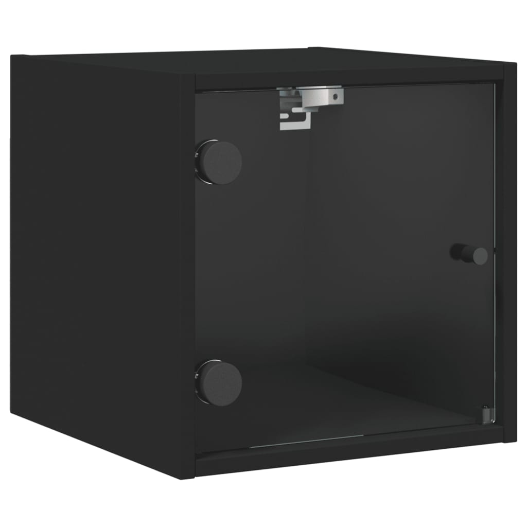 Bedside Cabinets with Glass Doors 2 pcs Black 35x37x35 cm