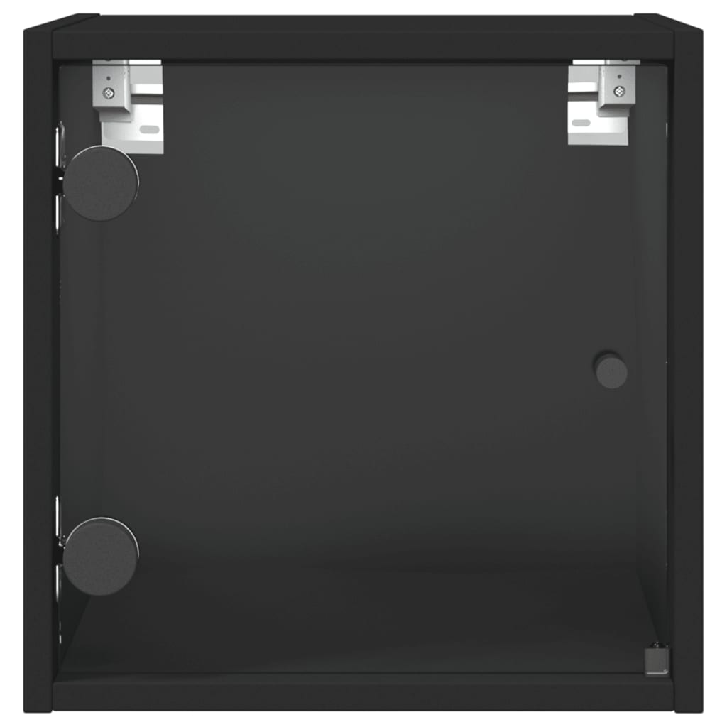 Bedside Cabinets with Glass Doors 2 pcs Black 35x37x35 cm
