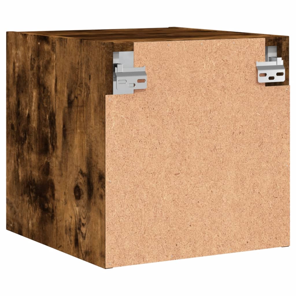 Bedside Cabinet with Glass Door Smoked Oak 35x37x35 cm
