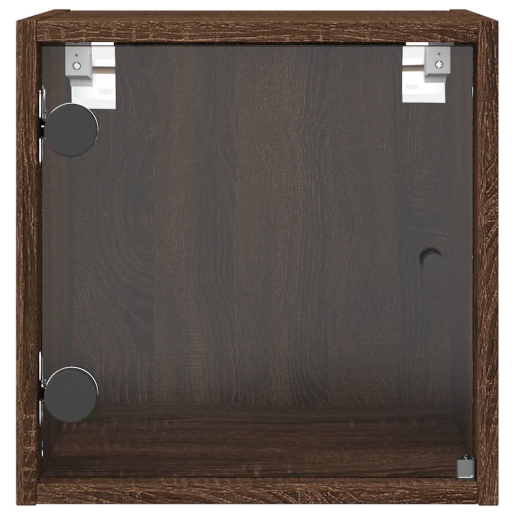 Bedside Cabinets with Glass Doors 2 pcs Brown Oak 35x37x35 cm