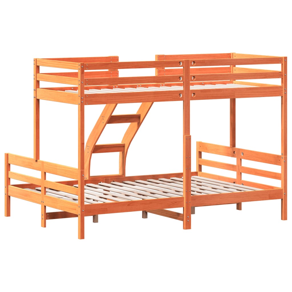 Bunk Bed without Mattress 90x200/140x200 cm Wax Brown Solid Wood
