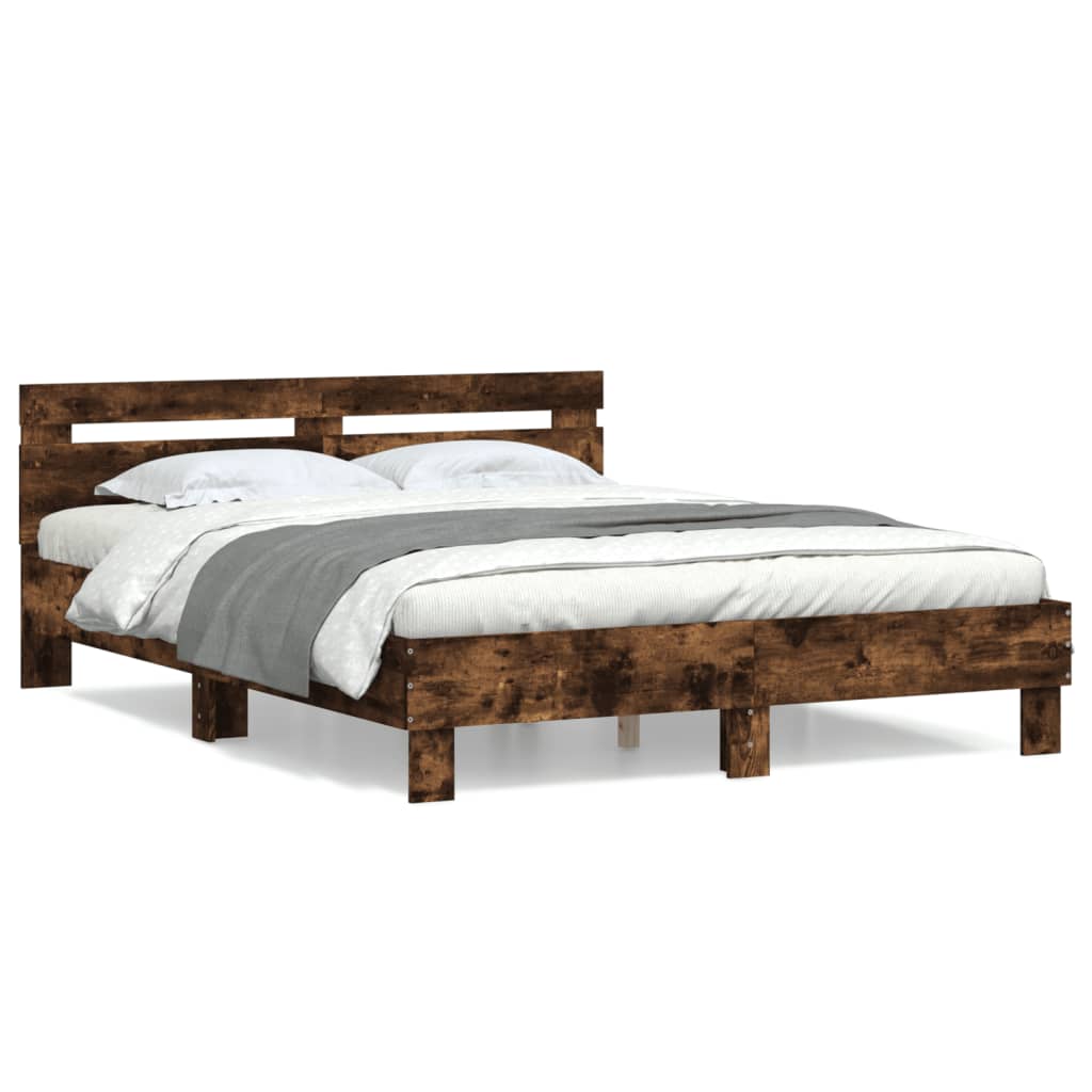 Bed Frame without Mattress Smoked Oak 150x200 cm King Size