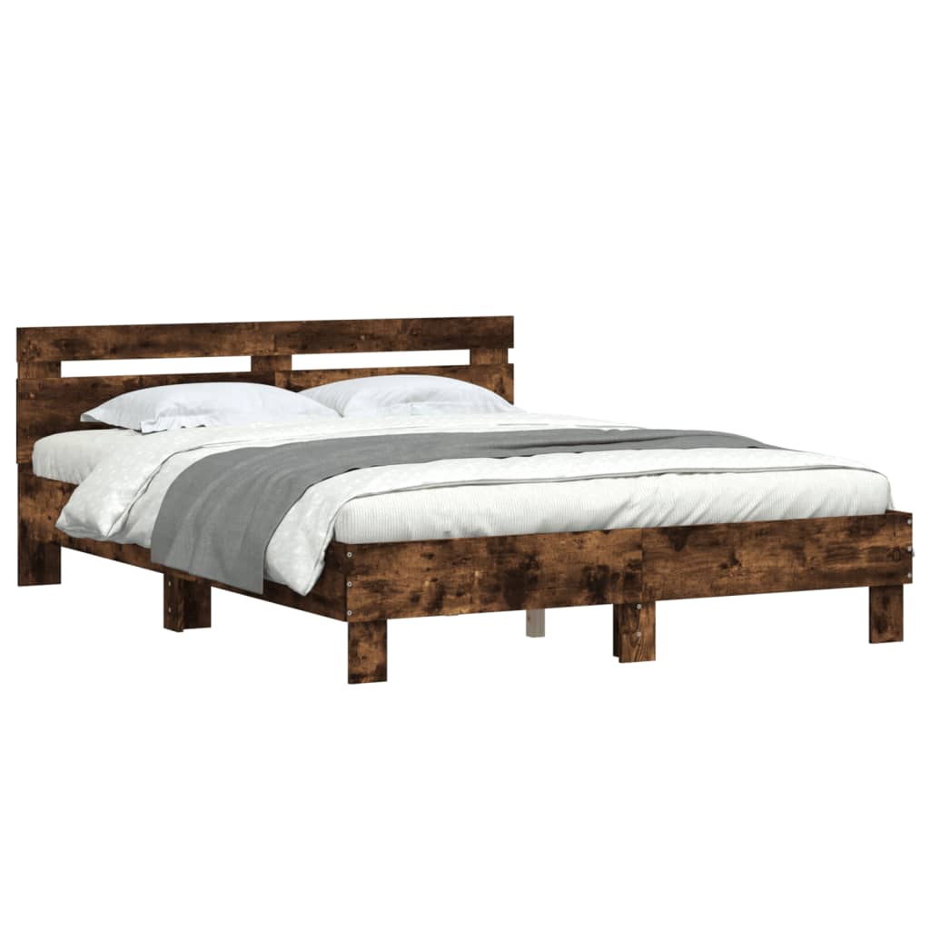Bed Frame without Mattress Smoked Oak 150x200 cm King Size