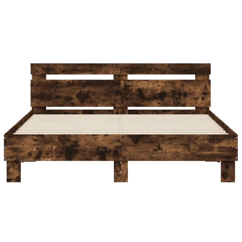 Bed Frame without Mattress Smoked Oak 150x200 cm King Size