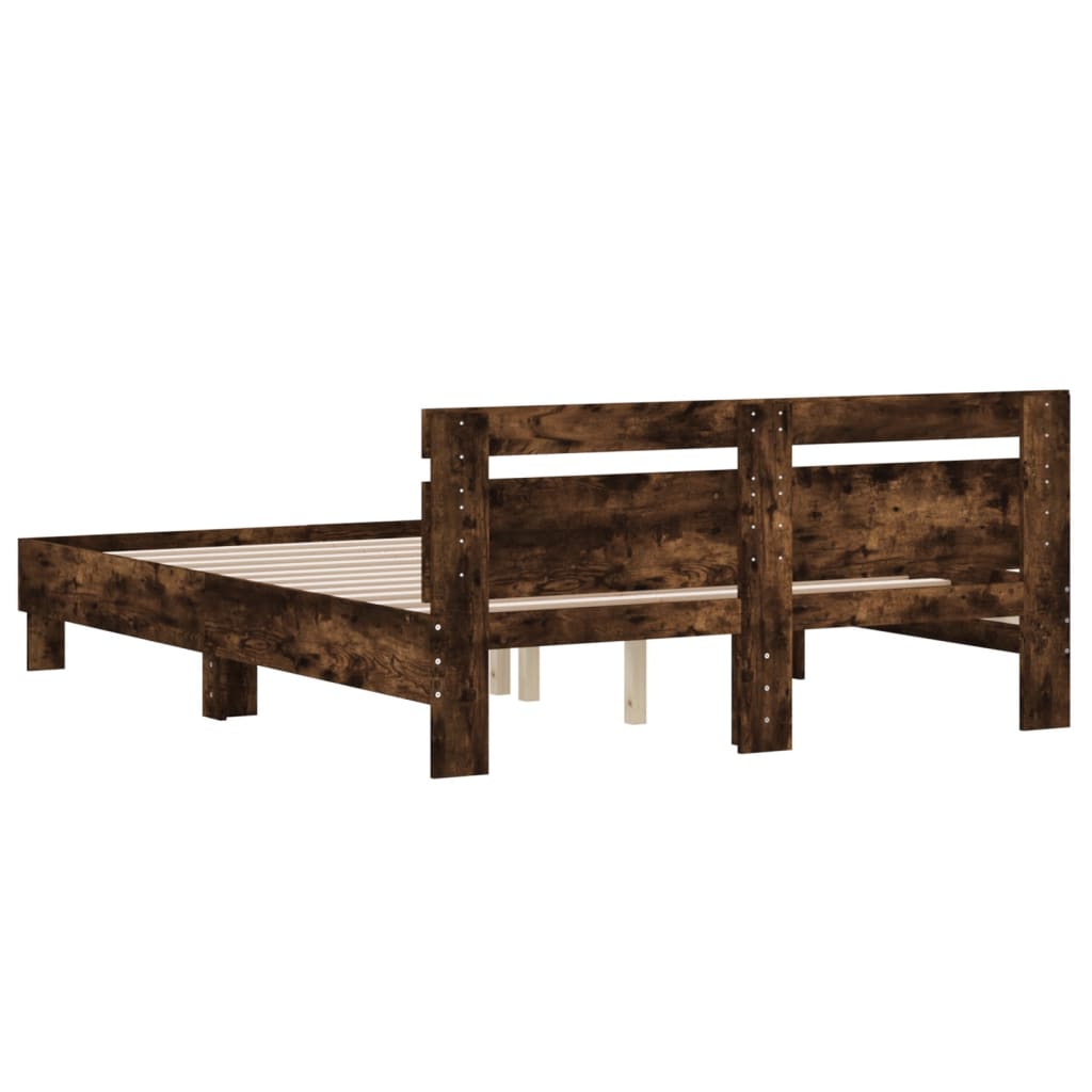 Bed Frame without Mattress Smoked Oak 150x200 cm King Size