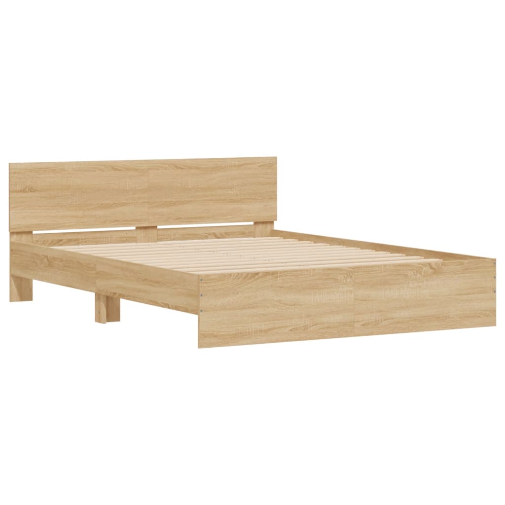 Bed Frame with LED without Mattress Sonoma Oak 160x200 cm