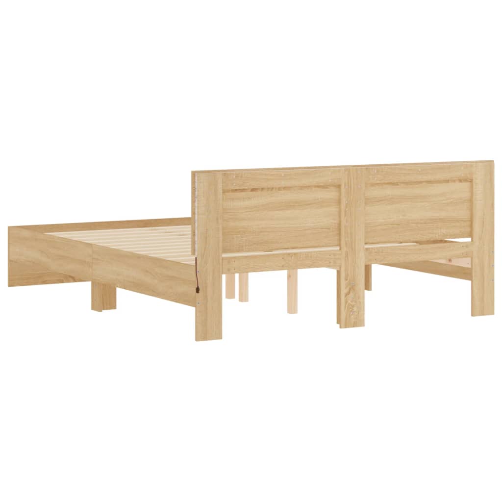 Bed Frame with LED without Mattress Sonoma Oak 160x200 cm
