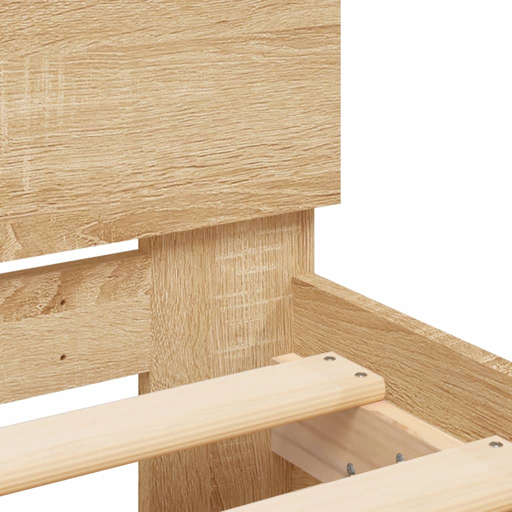 Bed Frame with LED without Mattress Sonoma Oak 160x200 cm