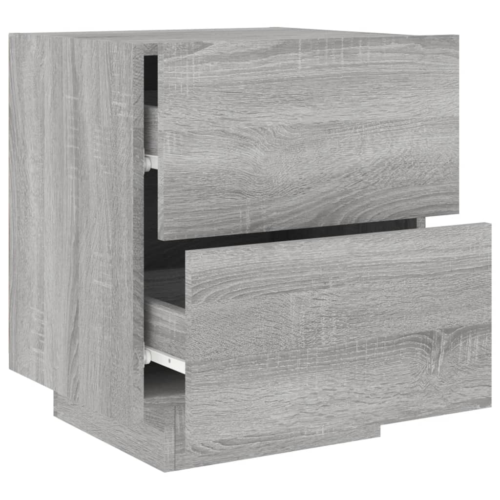 Bedside Cabinet with LED Lights Grey Sonoma Engineered Wood