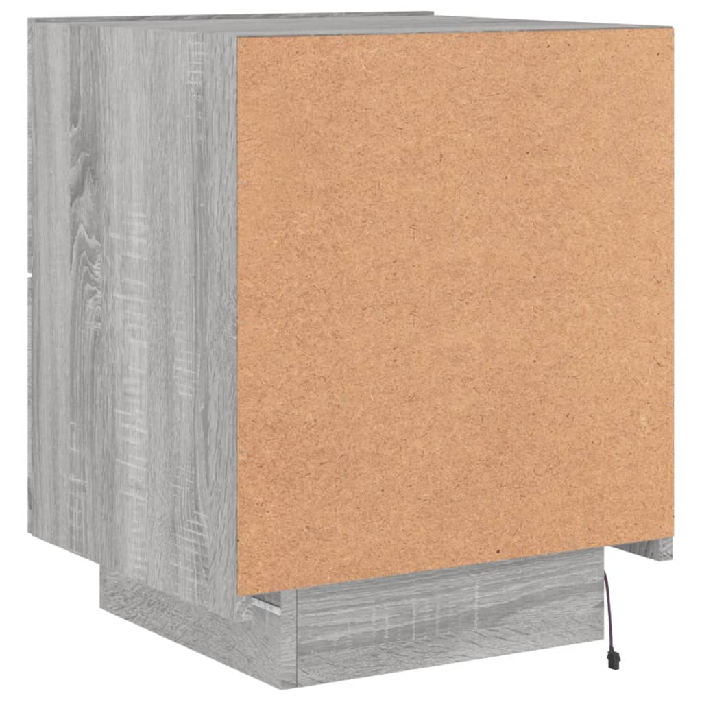 Bedside Cabinet with LED Lights Grey Sonoma Engineered Wood