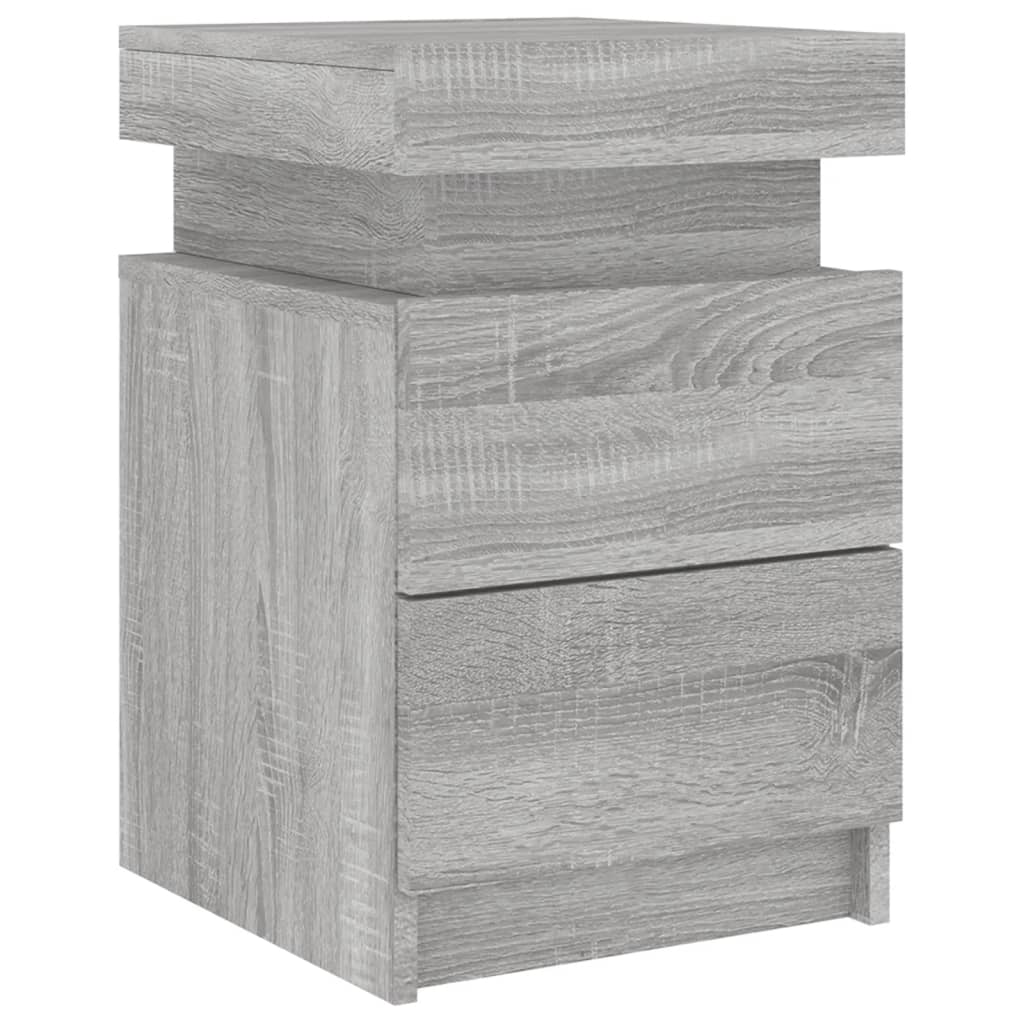 Bedside Cabinets with LED Lights 2 pcs Grey Sonoma 35x39x55 cm