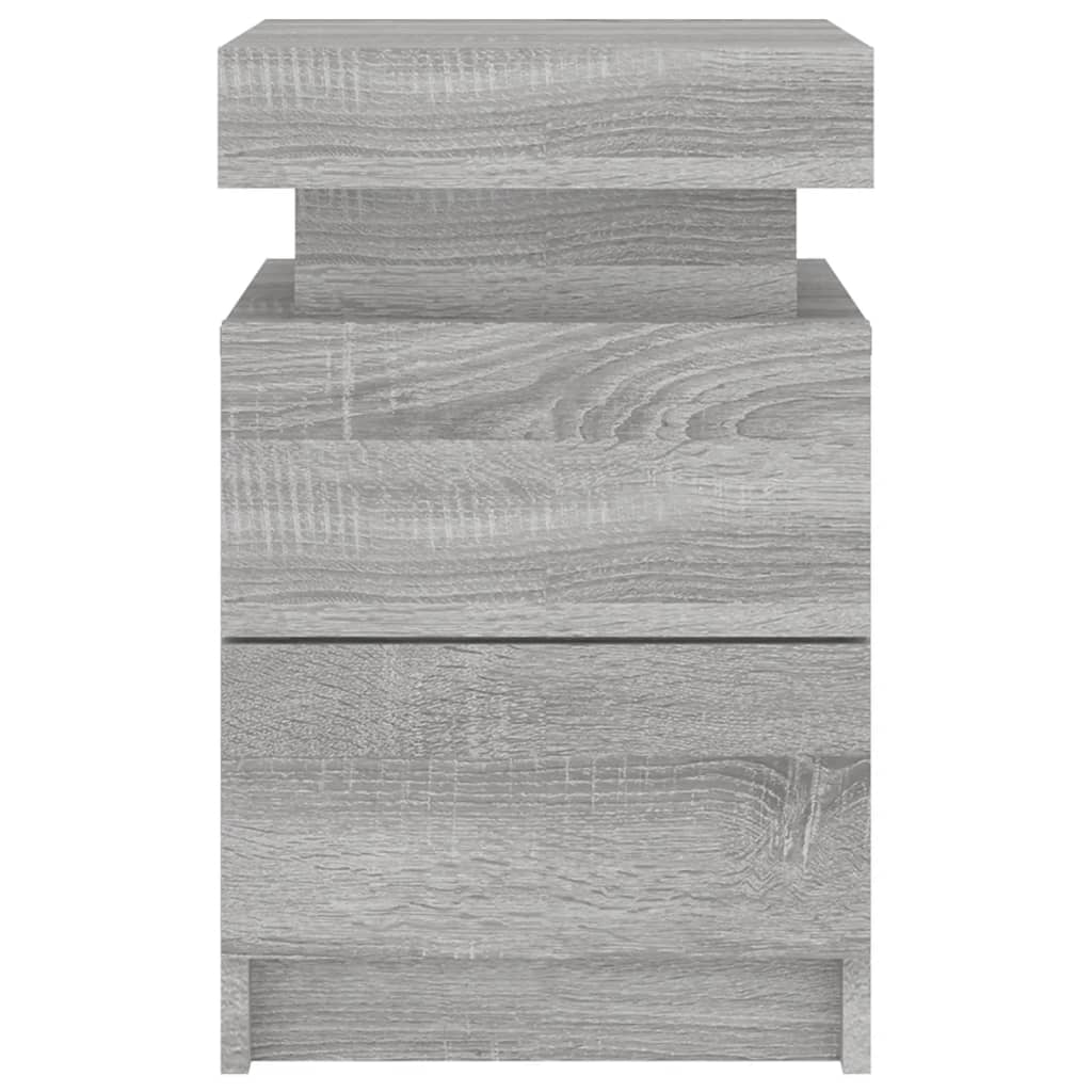 Bedside Cabinets with LED Lights 2 pcs Grey Sonoma 35x39x55 cm