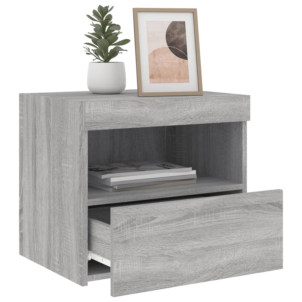 Bedside Cabinets with LED Lights 2 pcs Grey Sonoma 50x40x45 cm