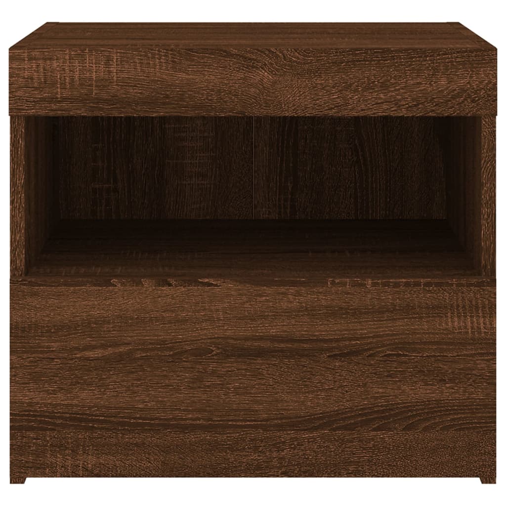 Bedside Cabinets with LED Lights 2 pcs Brown Oak 50x40x45 cm