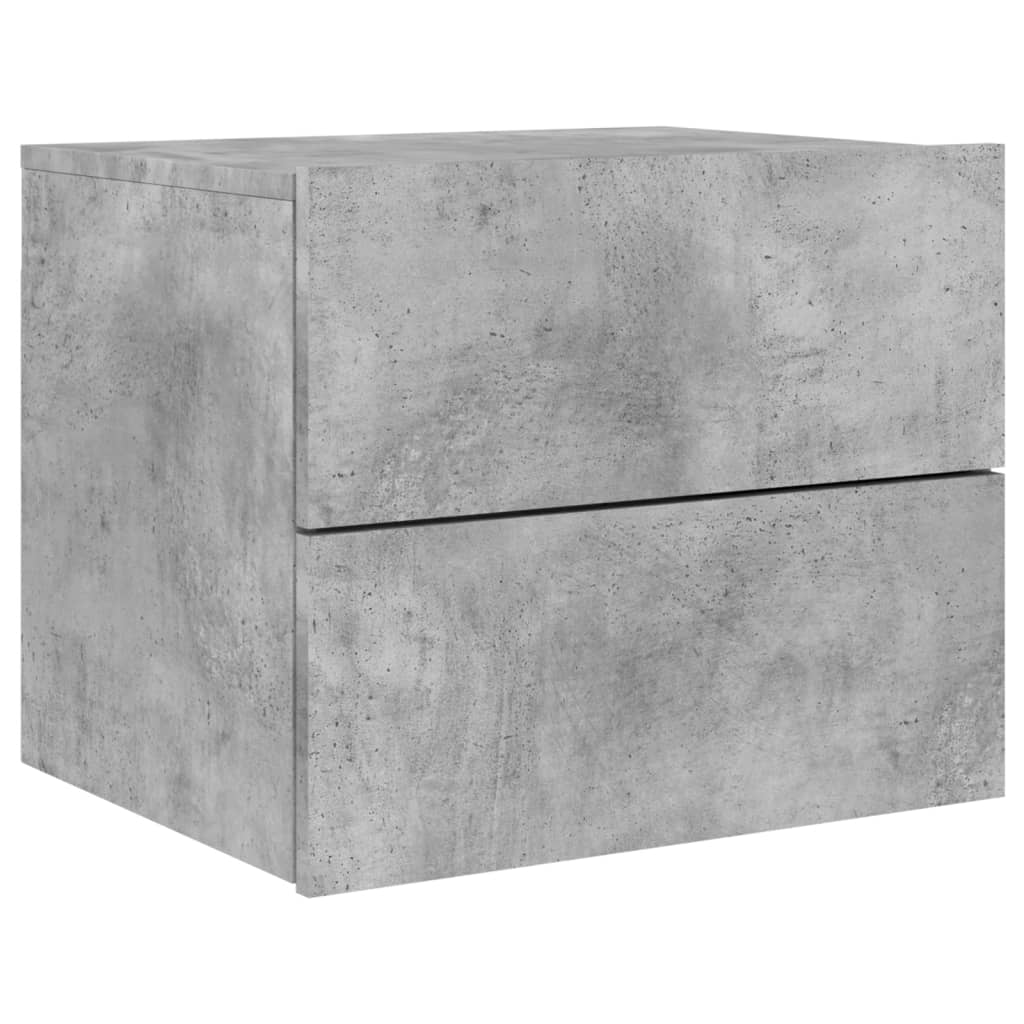 Wall-mounted Bedside Cabinets with LED Lights 2 pcs Concrete Grey