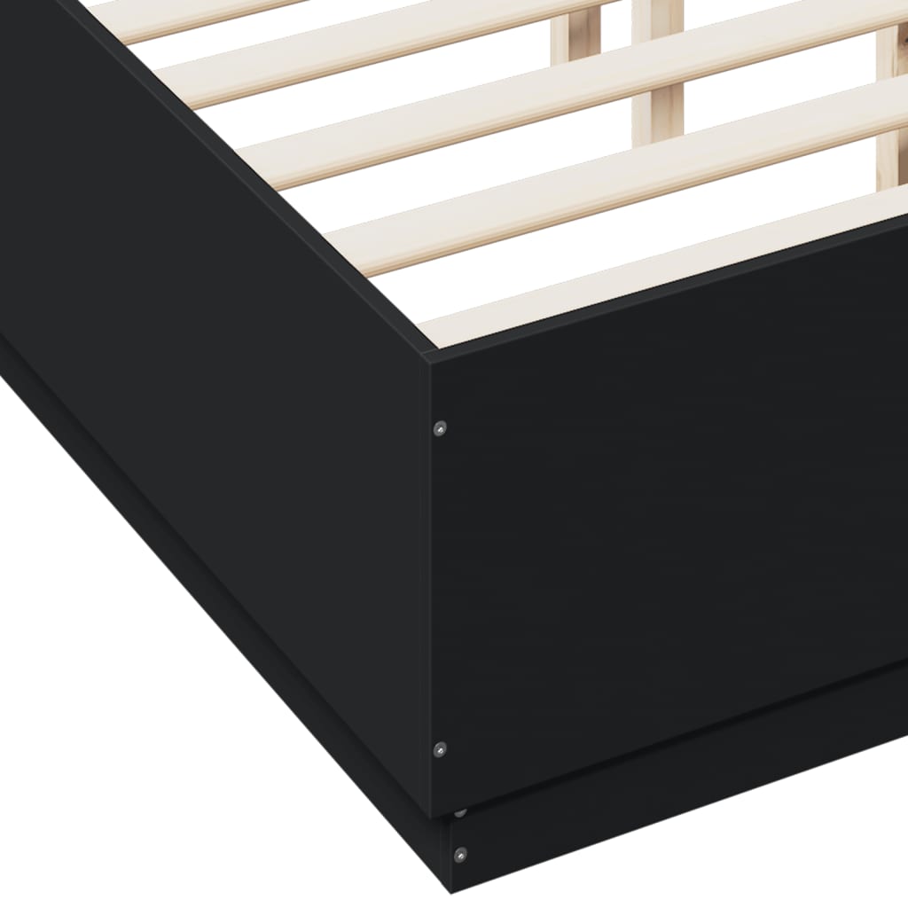 Bed Frame without Mattress Black 140x190 cm