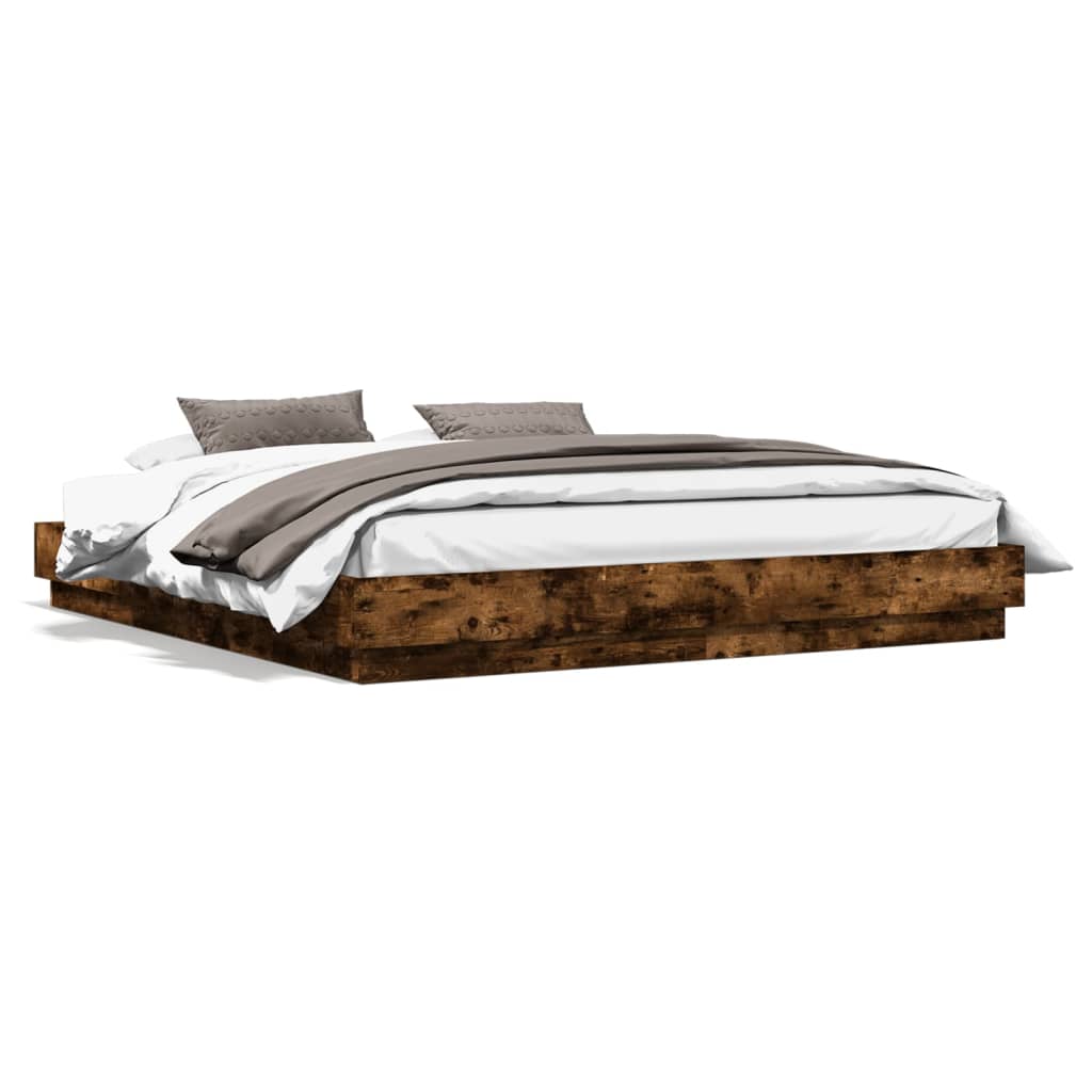 Bed Frame without Mattress Smoked Oak 200x200 cm