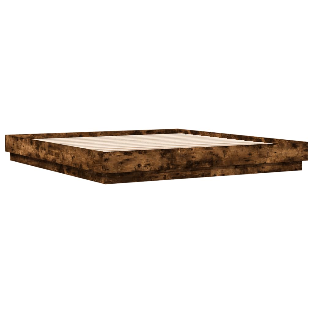 Bed Frame without Mattress Smoked Oak 200x200 cm