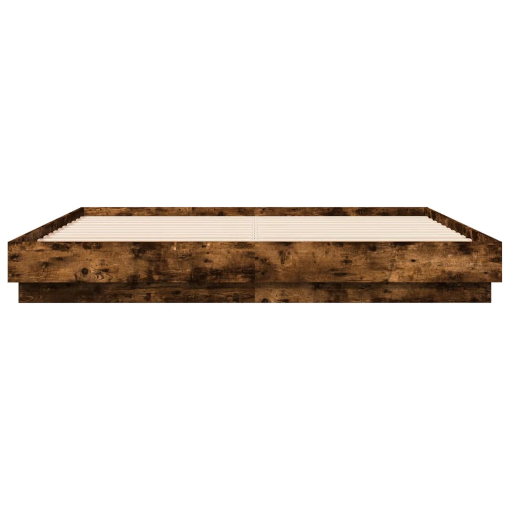 Bed Frame without Mattress Smoked Oak 200x200 cm