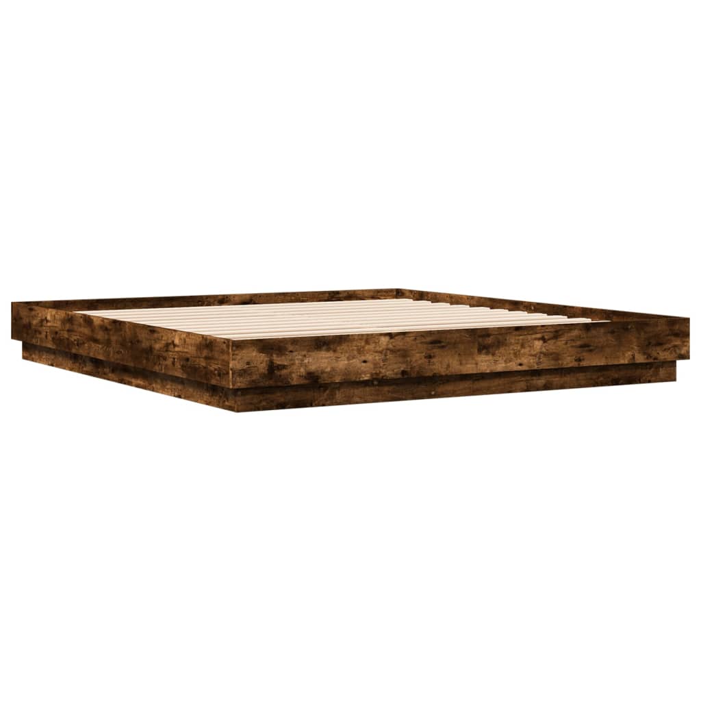 Bed Frame without Mattress Smoked Oak 200x200 cm