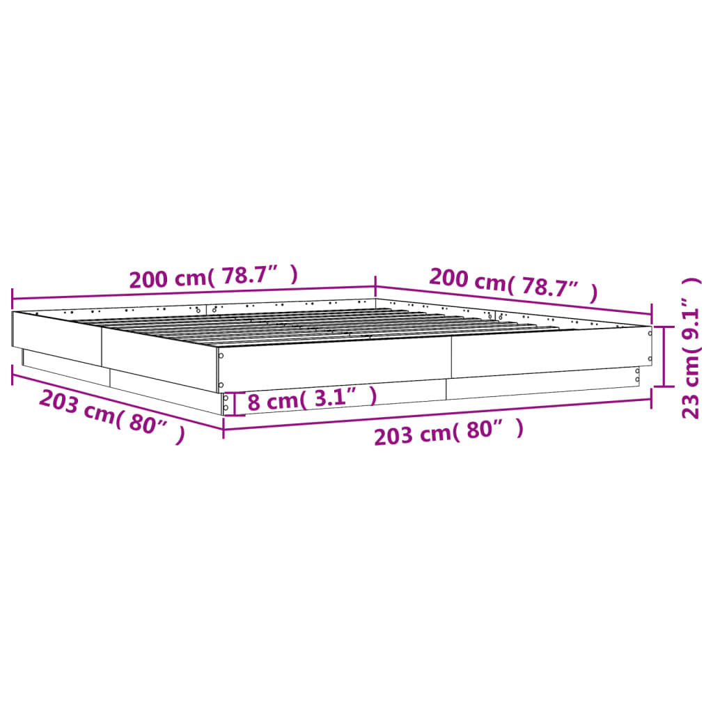 Bed Frame without Mattress Smoked Oak 200x200 cm