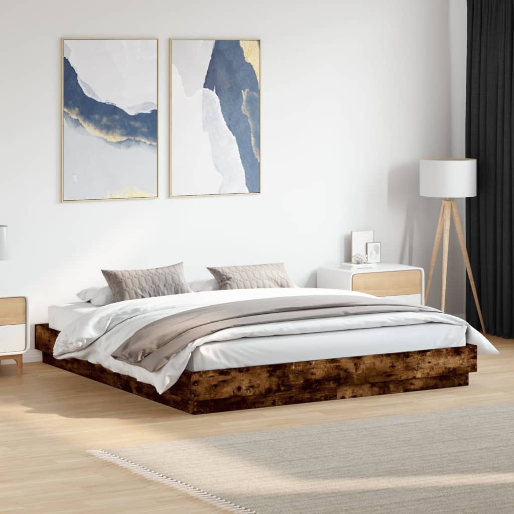 Bed Frame without Mattress Smoked Oak 200x200 cm