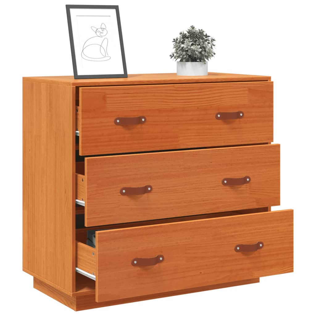 Sideboard Wax Brown 80x40x75 cm Solid Wood Pine