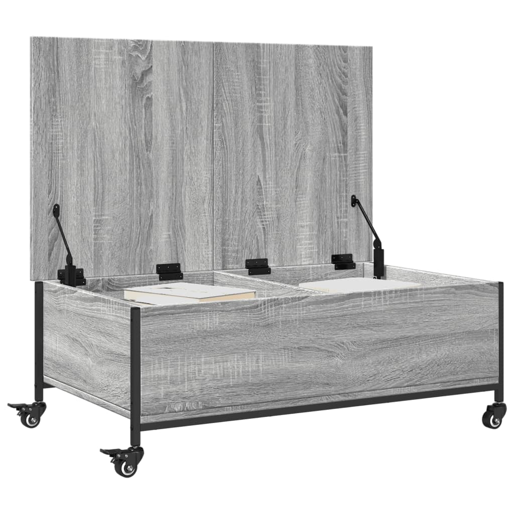 Coffee Table with Wheels Grey Sonoma 91x55x34 cm Engineered Wood