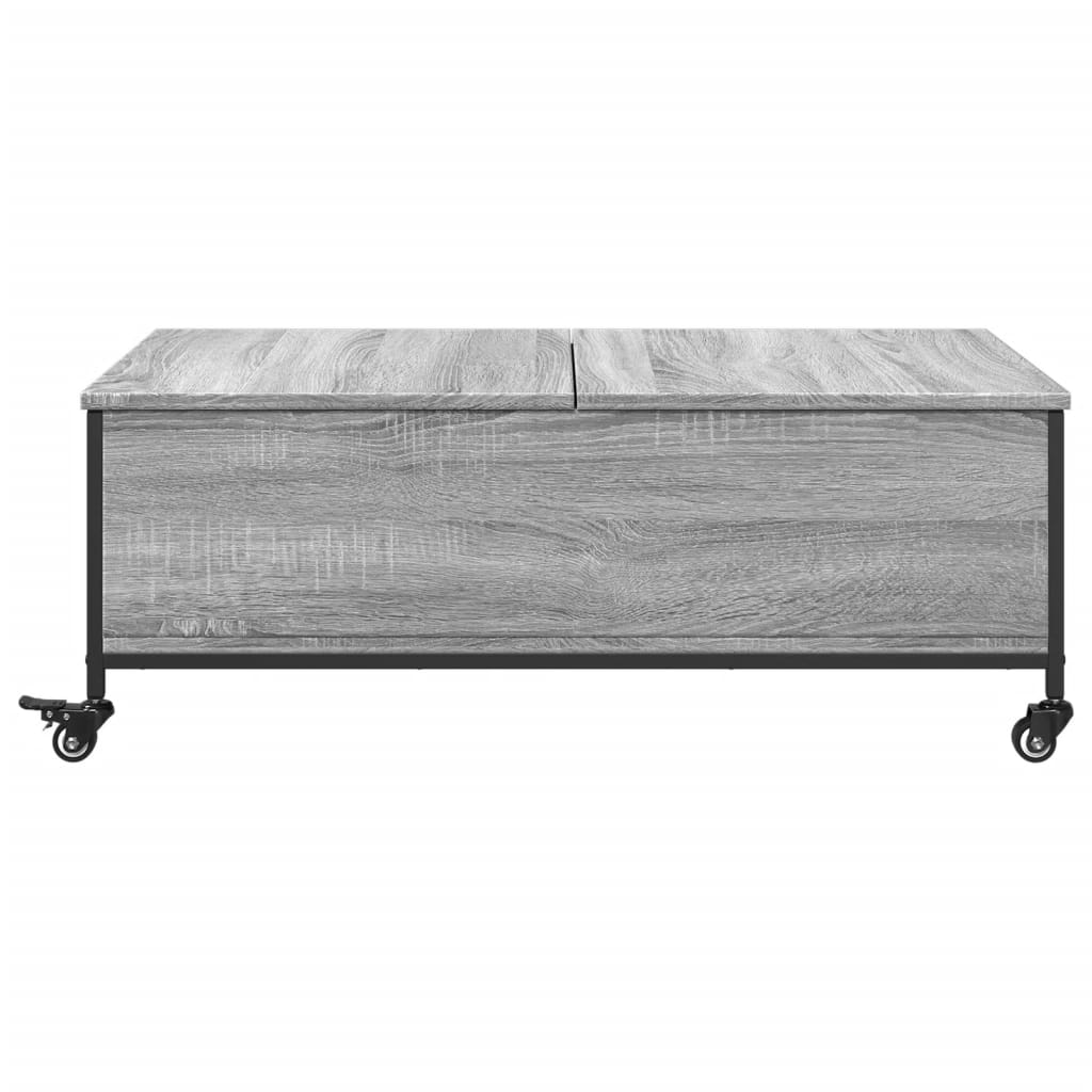 Coffee Table with Wheels Grey Sonoma 91x55x34 cm Engineered Wood