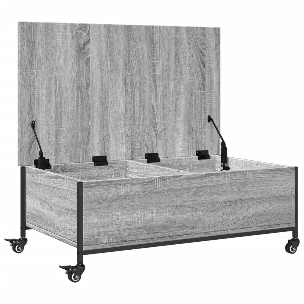 Coffee Table with Wheels Grey Sonoma 91x55x34 cm Engineered Wood