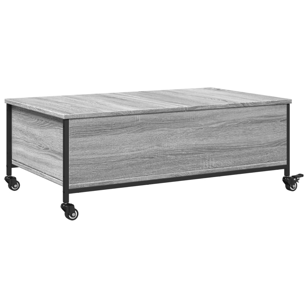 Coffee Table with Wheels Grey Sonoma 91x55x34 cm Engineered Wood