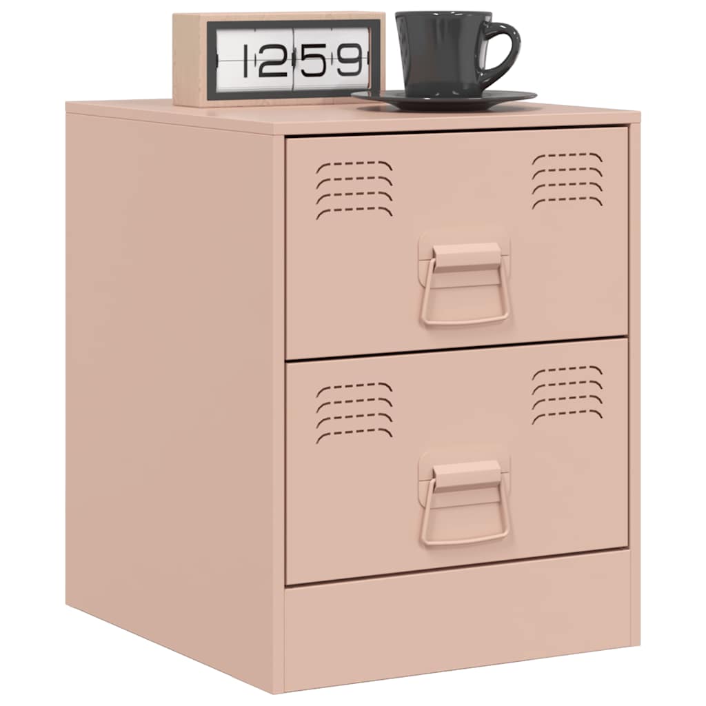 Bedside Cabinets 2 pcs Pink 34.5x39x44 cm Steel