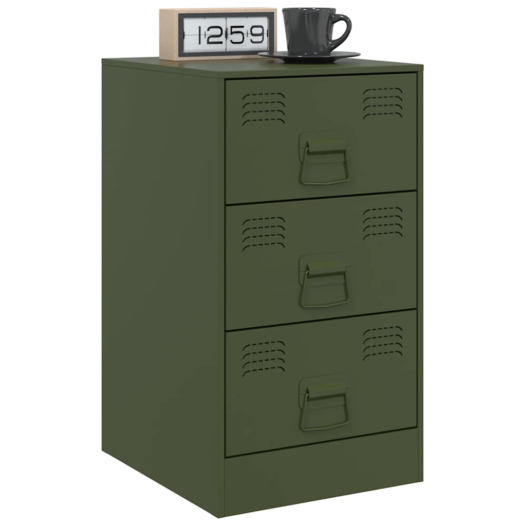 Bedside Cabinets 2 pcs Olive Green 34.5x39x62 cm Steel