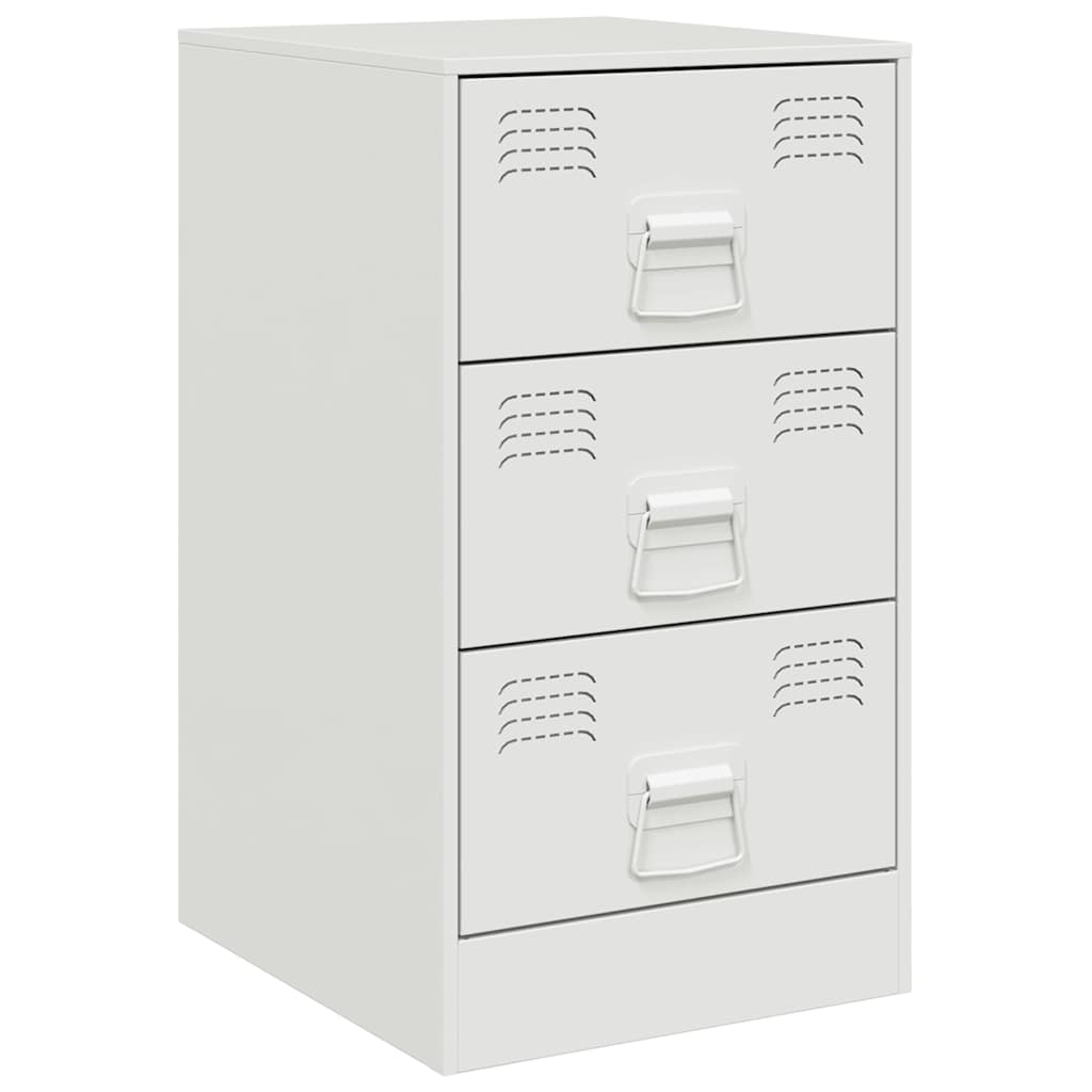 Bedside Cabinet White 34.5x39x62 cm Steel
