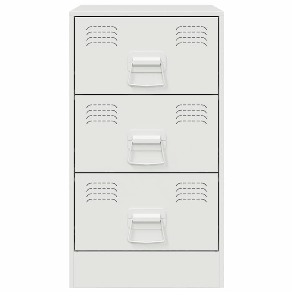 Bedside Cabinet White 34.5x39x62 cm Steel