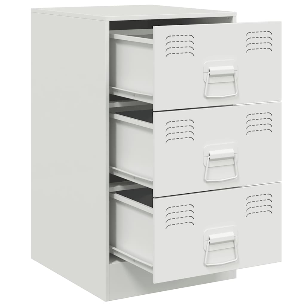 Bedside Cabinet White 34.5x39x62 cm Steel